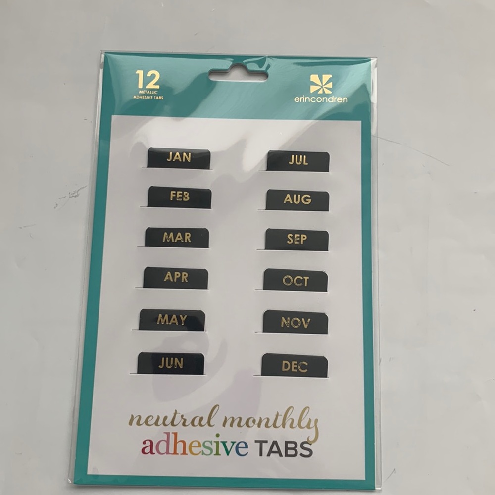 Erin Condren natural monthly adhesive tabs